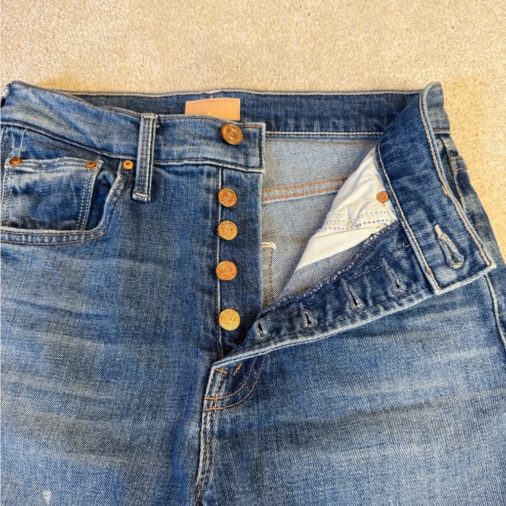 Mother Distressed Straight Leg Jeans Size 24 - Picture 6 of 12